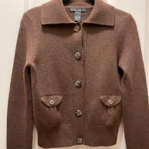 ELENA SOLANO chocolate brown 100%cashmere cardigan